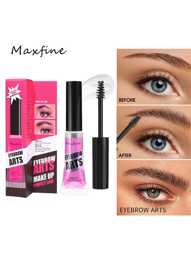 ماكس فاين فن الحواجب، لاصق تشكيل الحواجب طويل الأمد، كريم حواجب شفاف مقاوم للماء، مع فرشاة لولبية، جل تثبيت الحواجب الشفاف، جل تصفيف الحواجب بمظهر طبيعي 7 جم - Image 1